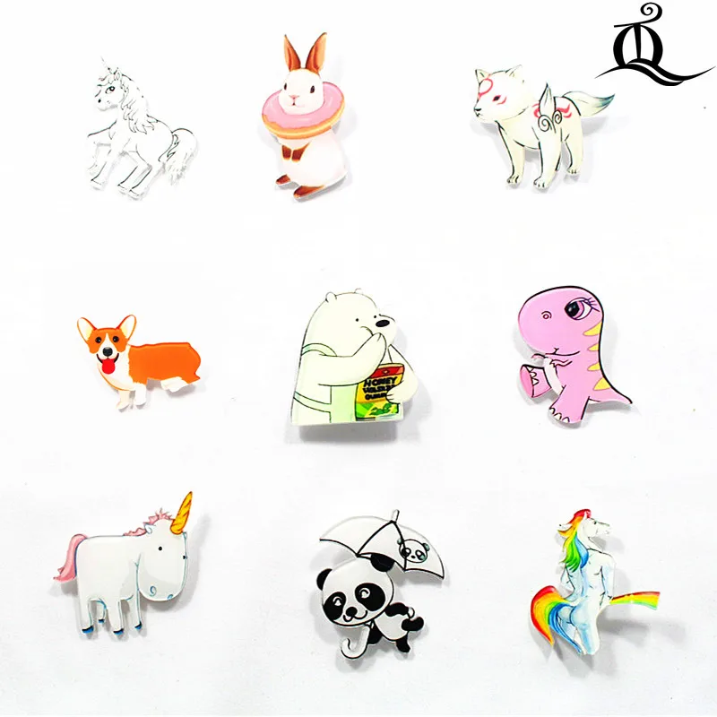

HOT mix 1PC Hot Shirt Cute Cartoon brooch Acrylic Badge Pins Bag Packbag Decoration Fruit Animal Horse dog Brooch Broch,No19