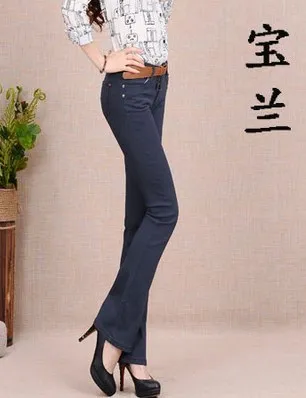 Весна-осень, женские обтягивающие длинные джинсовые штаны с расклешенным низом, 8 ярких цветов, черный, красный, модные Стрейчевые расклешенные джинсы для женщин - Цвет: color as show