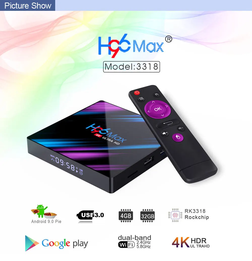 H96 MAX RK3318 2G/4G ram 16G/32G/64G rom Смарт ТВ-бокс на Rockchip RK3318 android 9,0 tv box H96