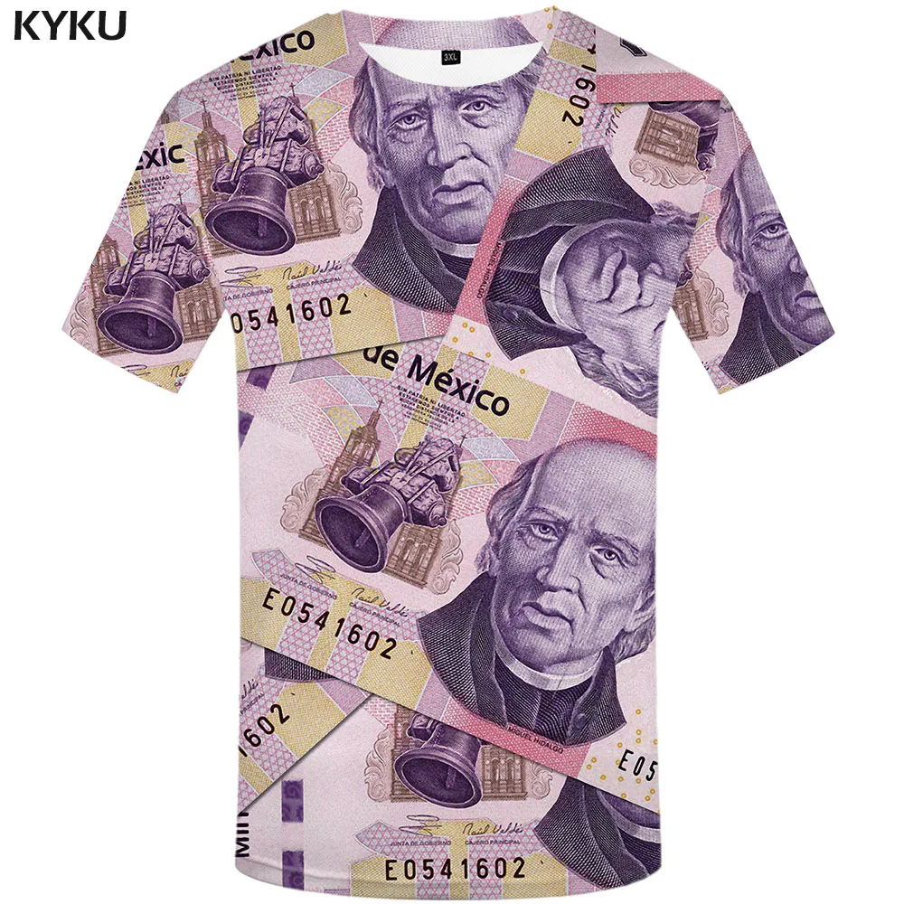 

3d Tshirt Money T shirt Men Mexico Tshirts Casual Mexican Peso Shirt Print Harajuku Tshirt Printed Vintage T-shirts 3d