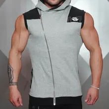 Мужская Тонкая дышащая толстовка на молнии из модального волокна для занятий спортом без рукавов с капюшоном для бега Паркур Спортивная Толстовка для фитнеса Прямая поставка