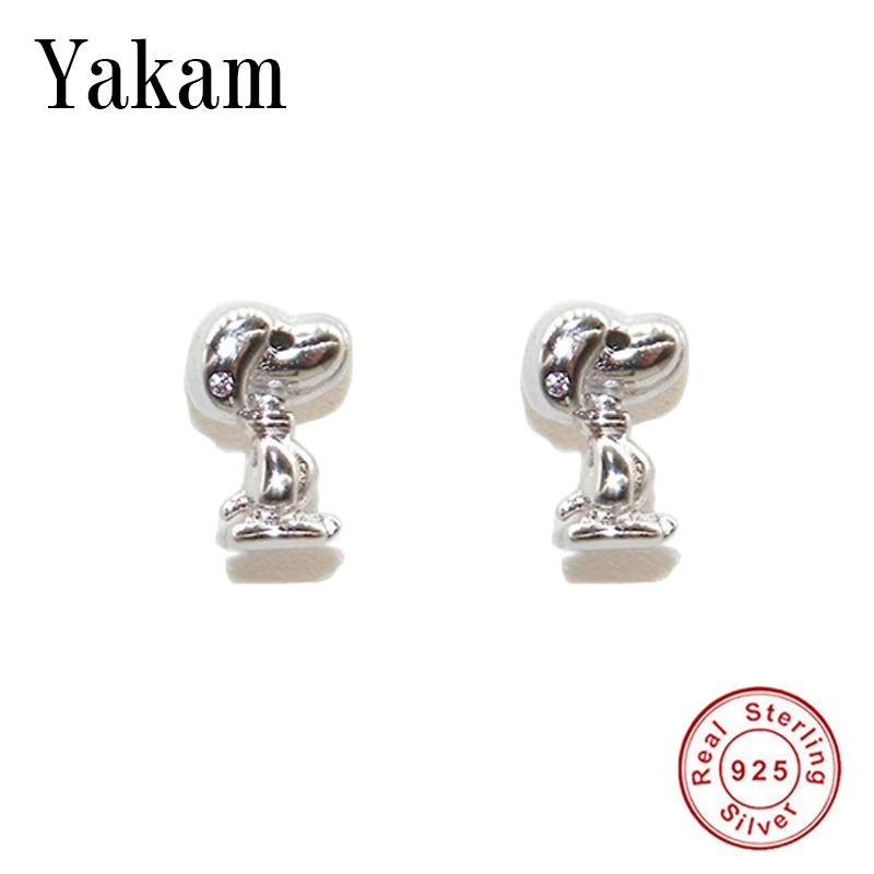 

2020Spring Selection New 100% All 925 Sterling Silver Snopy Pup Dog Stud Earring for Women Puppy Earrings Gift Jewelry Berloque
