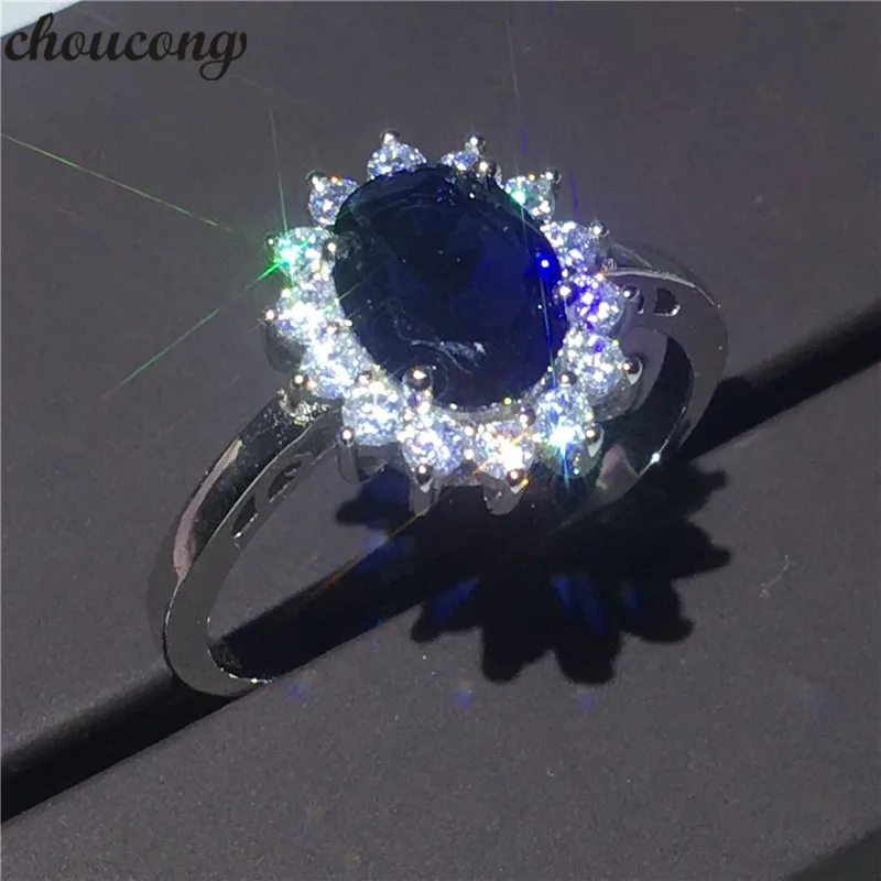 Choucong Fine Jewelry кольцо Диана 2ct AAAAA Циркон Настоящее 925 пробы серебро обручальное кольцо кольца для женщин Bijoux