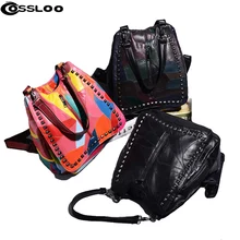 COSSLOO женщин кожаный рюкзак back pack овчины Известный Бренд леди натуральной кожи рюкзаки моды элегантное стиль сумка