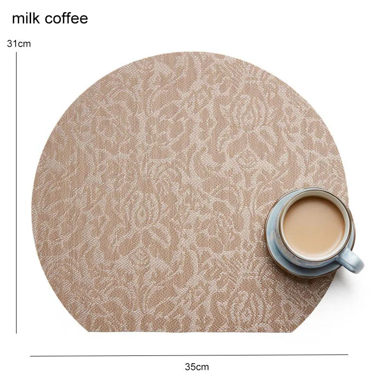 milk coffee Европейский жаккард стиль placemate Нескользящие термостойкие 35*31 см ресторанное украшение ПВХ столовые приборы Coaster кухонные принадлежности - Цвет: milk coffee