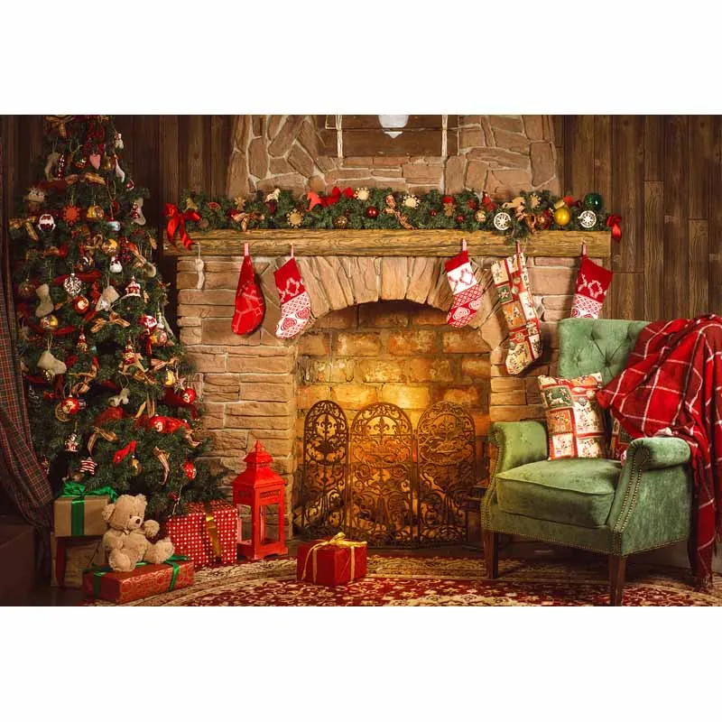 

Vinyl Photography Backdrop Christmas tree Fireplace Beer Gifts Christmas Decoration Children Backgrounds for Photo Studio ZR-206