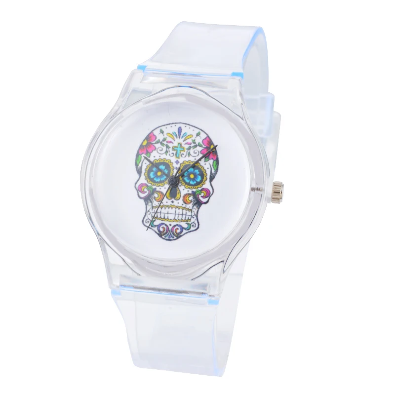 

FUNIQUE Skull Pattern Wrist Watch Women Fashion Ladies Quartz Women's Watches Kids Girls Children's Silicone Clock Female
