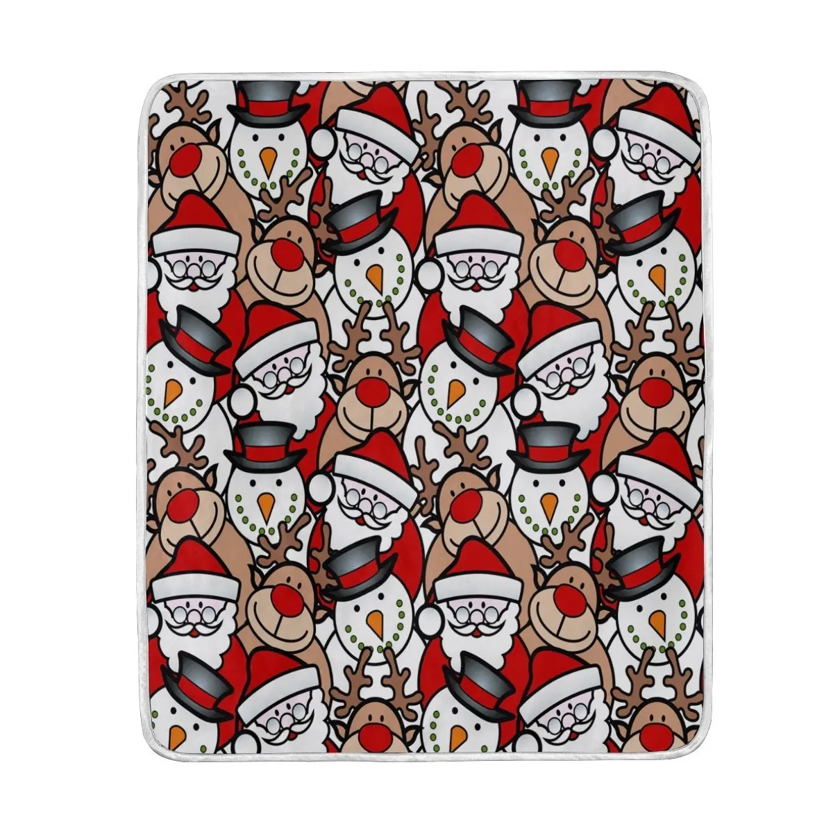 Christmas Cute Santa Clause Reindeer Snowman Blanket Soft Warm Cozy Bed
