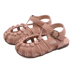 Bekamille/детские обувь для малышей для девочек, Нескользящие сандалии на плоской подошве в стиле ретро с вырезами в римском стиле