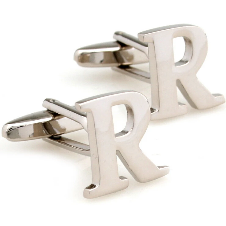 

F&U 2015 NEW ARRIVAL Elegant Men Cufflinks Glossy Simple English Letters R Pattern Cuff Button Cuff-link