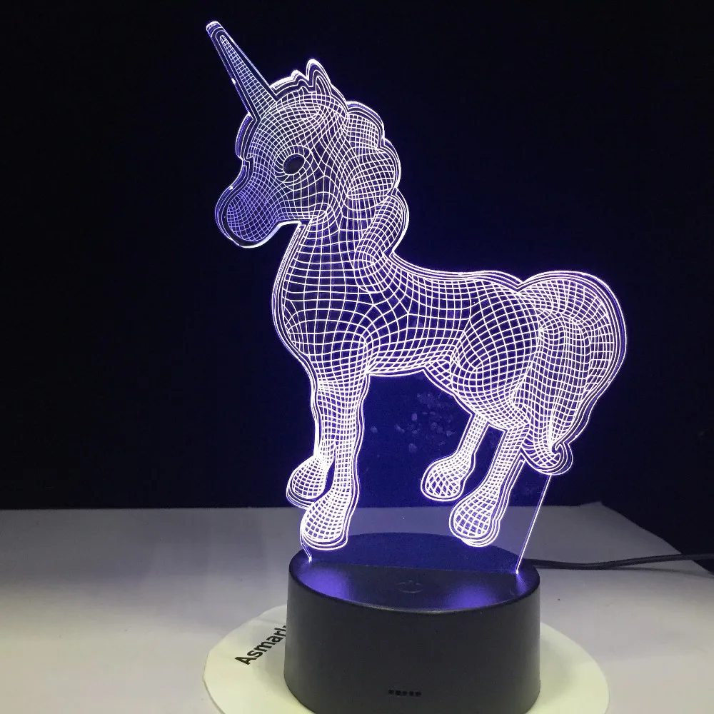 11 сделка Единорог 3D Светодиодная лампа животное каваи Ночник светильник много