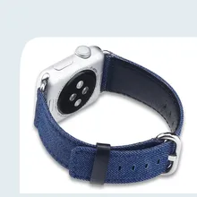 Лидер продаж темно-синий нейлон холст ткань+ кожаный ремешок для часов для Apple Watch iwatch 38/42 мм волокнистая многослойная наручный браслет