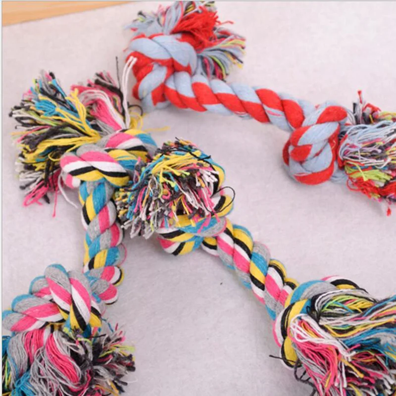 

1 pcs Pets Dogs Toys Pet Dog Puppy Cotton Chew Knot Toy Durable Braided Bone Teething Rope Funny Tool Random Color Pet supplies