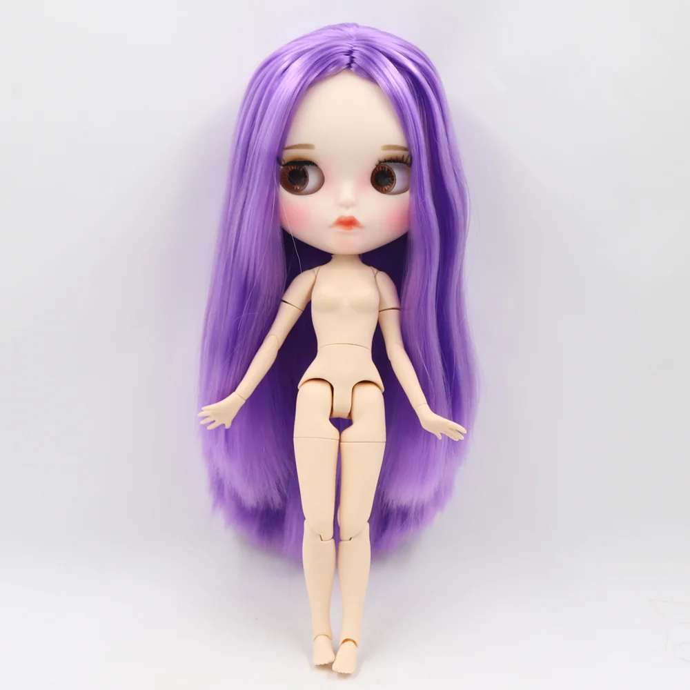 ICY Fortune Days factory blyth кукла белая кожа суставное тело новое матовое лицо с бровями губы фиолетовые прямые волосы DIY sd Подарочная игрушка - Цвет: nude doll