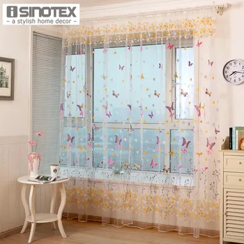 

1PCS/Lot Window Curtain Butterfly Printed Tulle Voile Fabric Transparent Sheer For Home Living Room Screening