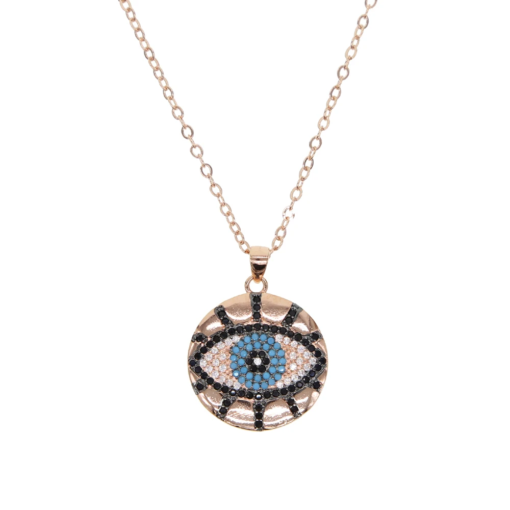 Женское Ожерелье с гравировкой cz evil eye Золотое широкое ожерелье подвеской для