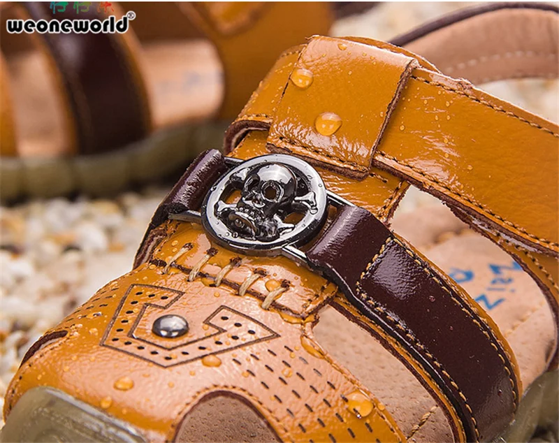 WEONEWORLD/ г. Новые летние детские сандалии кожаные сандалии для мальчика Baotou детская обувь размер 21-30