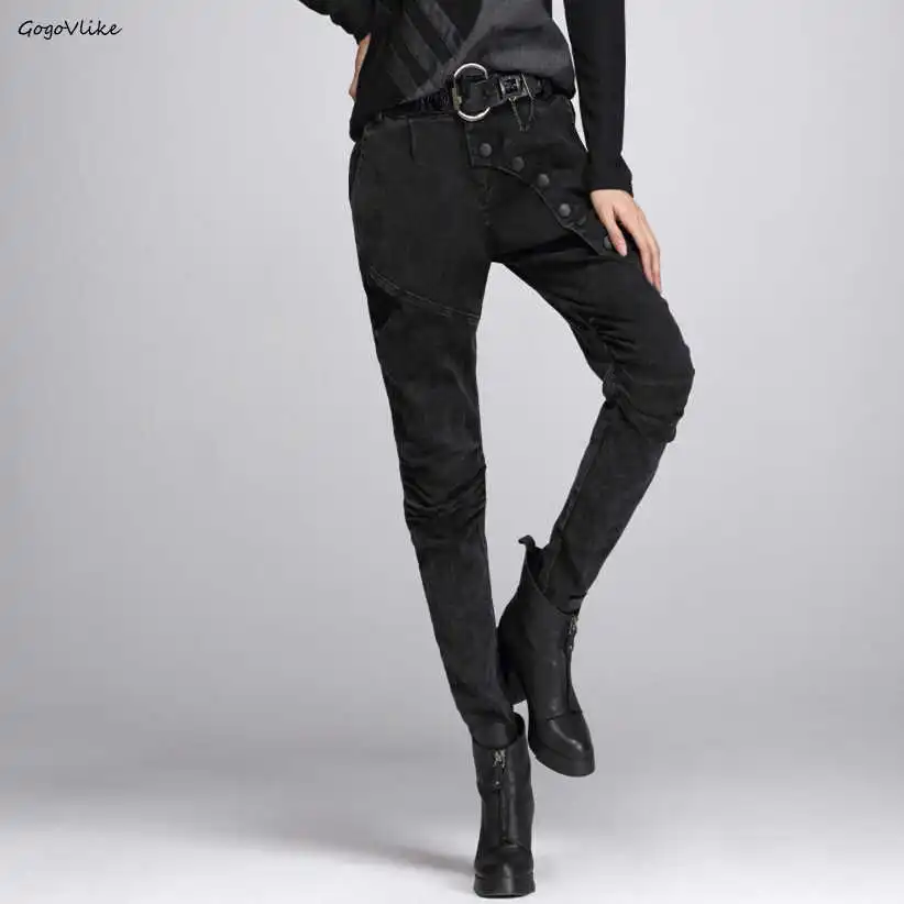 

Jeans Harem pants Water Wash Elastic Women Punk Trousers Hip Hop 2018 Pencil Pant Women Clothing Plus Size European LT742S50