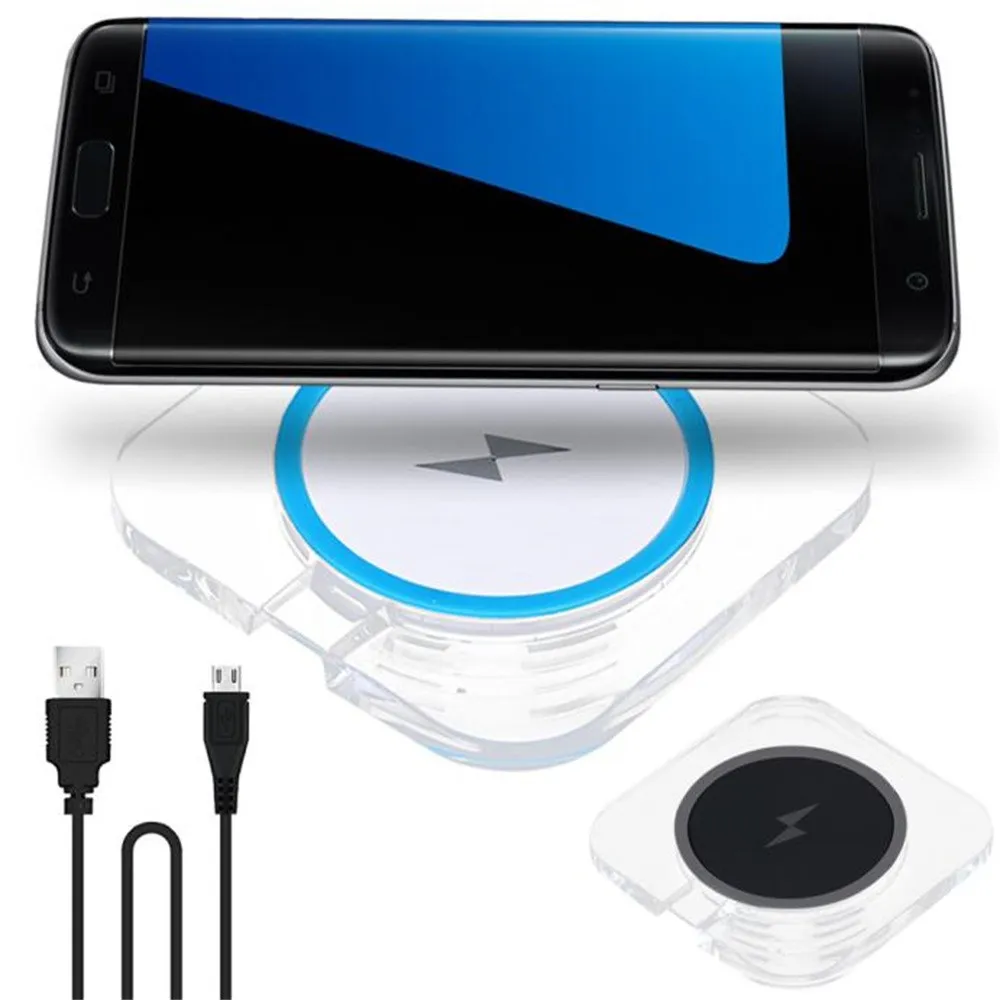 

Portable Mini Acrylic Qi Wireless Charger Charging Pad Mat For Iphone X 8 Samsung Note 8 S8 Plus S7 S6 Edge Phone Fast Wireless