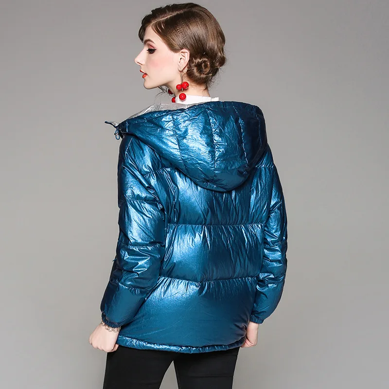 Capuchon Chaud Nouveau À Veste Bas Le Royal Canard Blanc Court Parka Hiver Vers En Femelle De Lâche Épais Mode Blue 90 Duvet Manteau Casual Femmes 2018 Manteaux zU8qw8