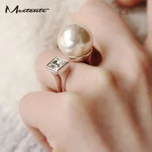 Meetcute Новое поступление Белый Круглый Искусственный Жемчуг Бусы большие кольца для женщин Роскошные регулируемые Свадебные Кольца женские ювелирные изделия
