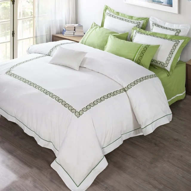 Cotton White Embroidery Hotel Style Bedding Set Duvet Cover Bed Cotton White Embroidery Hotel Style Bedding Set Duvet Cover Bed Linen Sheet Pillowcases Bedclothes King Queen Size 4 6pcs
