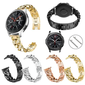 

For Samsung Gear S3 Frontier Classic Stainless Steel Watch Band Strap New Metal Replacement Rhinestone Women Watch Bracelet Band