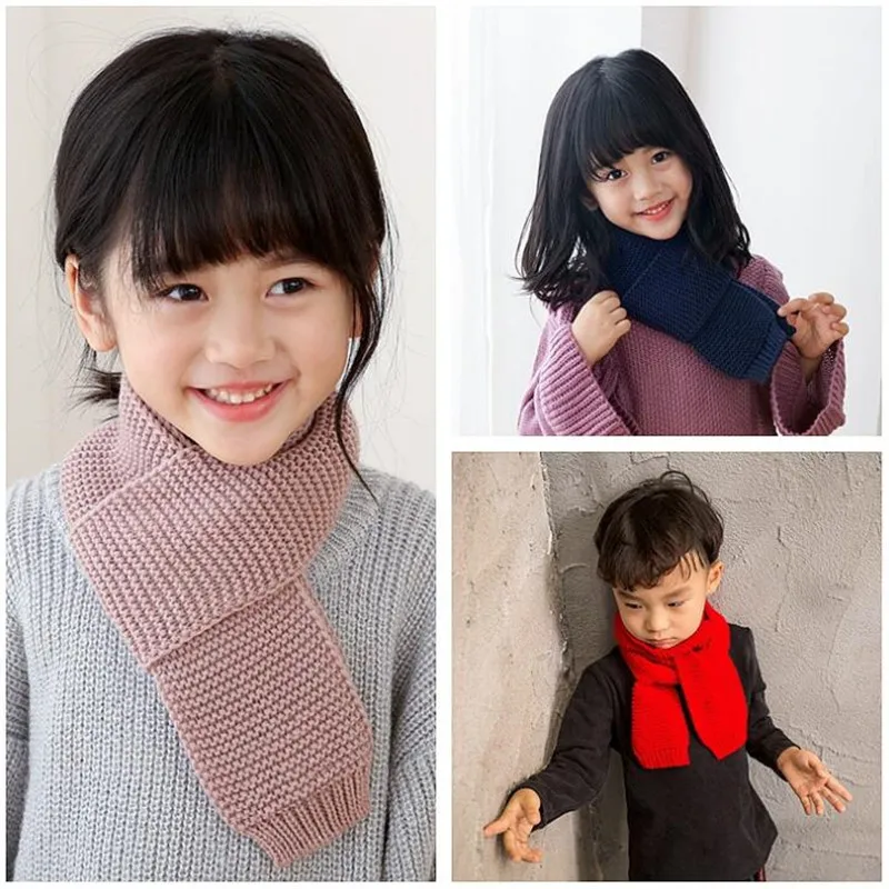 2018 Autumn Winter Baby Boys Girls Scarf Knitting Kids Solid Scarf