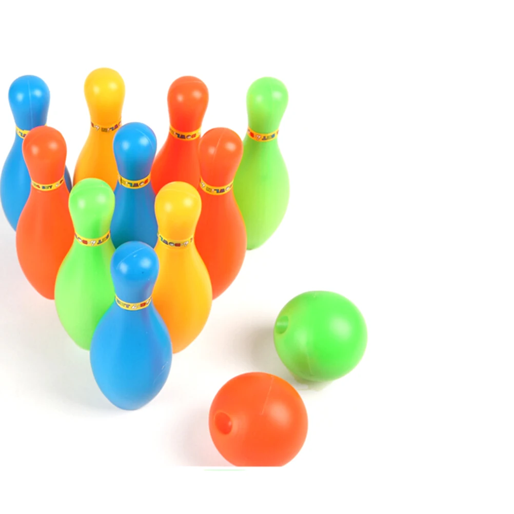 New  1Set Kids Interaction Leisure Plastic Mini Bowling 11cm Height Educational Funny Sports Toys Set wi