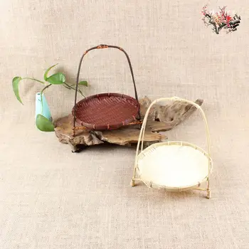 

Japanese handmade bamboo basket portable portable fruit plate disc containing tea seeds snack basket basket