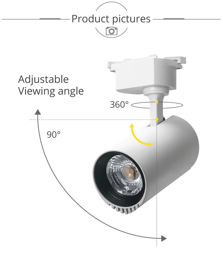 Led Track Light 20W Black Cob LED Track Light Ceiling Lamp 200-240V For Clothing Shop Home Night Lighting Spot Rail Led Fixture  (2)