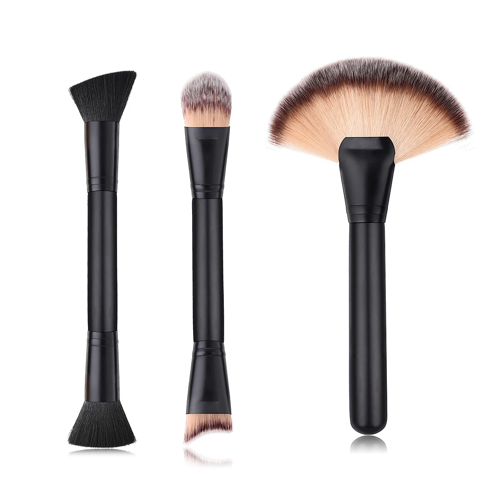 

GUJHUI 1pc Double-end Eye Shadow Brush Big Fan Shape Foundation Powder Brush Cosmetic Tool
