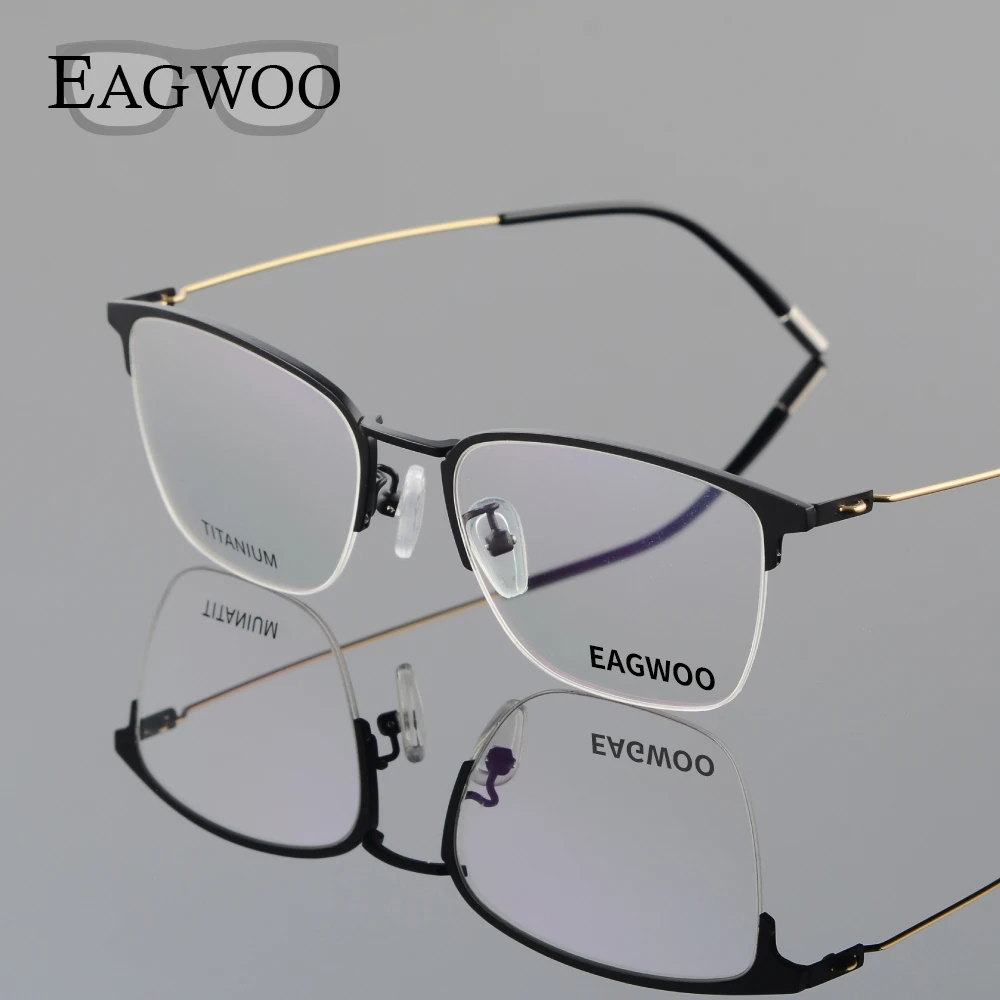 Eagwoo, титановые очки, полуободок, оптическая оправа, очки по рецепту, очки с проволокой, дужки, мужские, новинка, тонкий светильник, очки для глаз, 5201