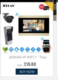 JERUAN IP WI-FI 7 дюймов Сенсорный экран видео Звонок домофона Системы комплект 720 P AHD запись монитор ИК км Камера Поддержка android IOS