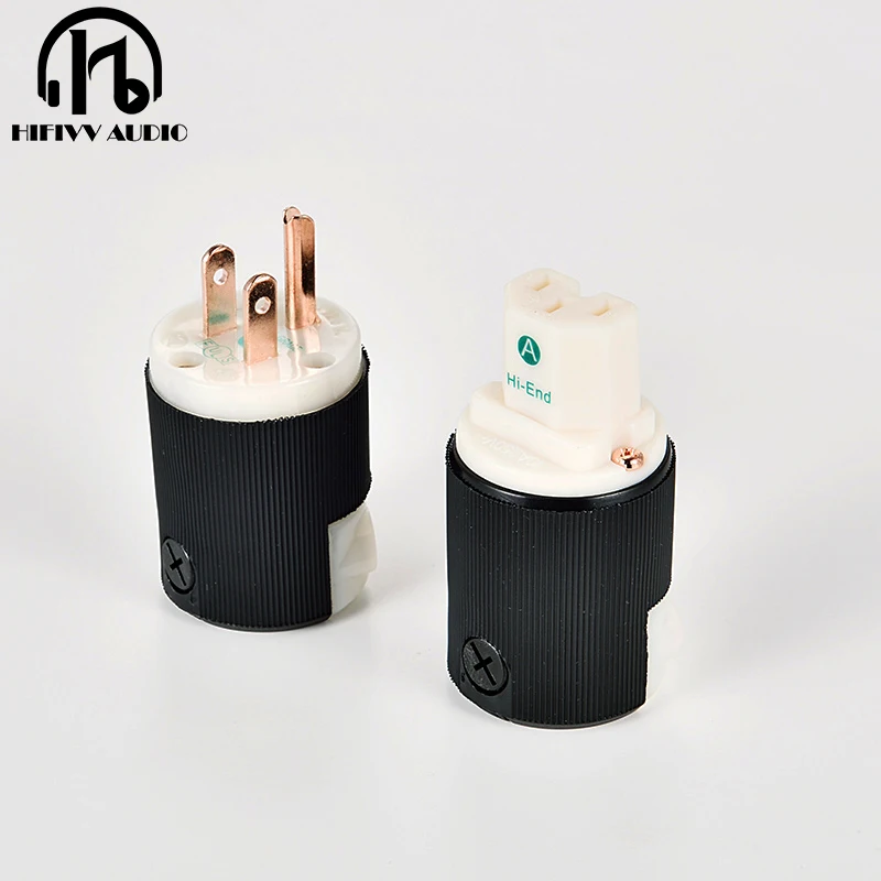 

Hifivv audio hifi ac power cable plug American HUBBE power plug and socket Hi End Pair Gold-Plated EU Power Plug ac power plugs