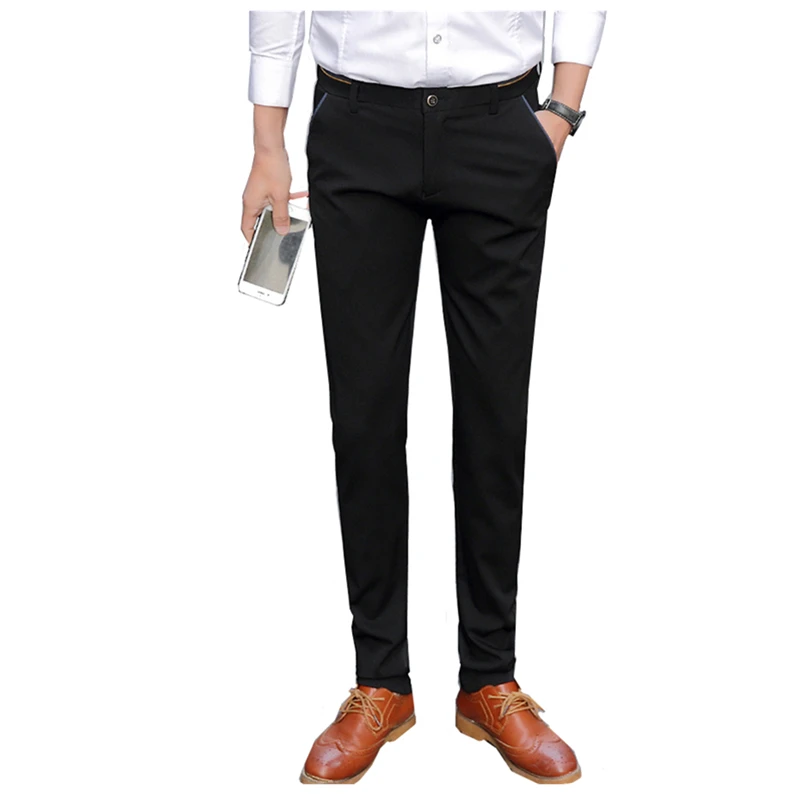 Autumn New Male Black Trousers Business Casual Suit Pants Slim Fit Men Pant Size 28 38in Casual