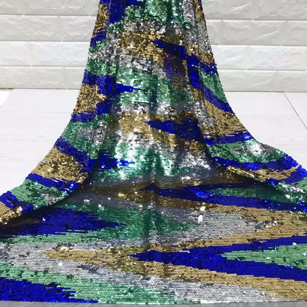 

2018 high quality Multicolor French Nigerian sequins net embroidery lace,African tulle mesh sequence lace fabric for dress 1216