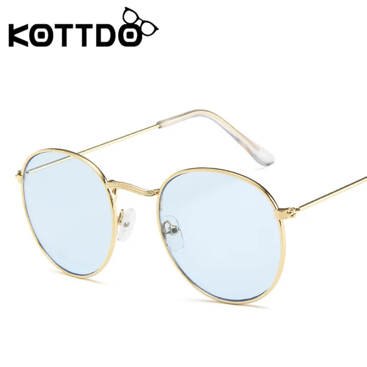

KOTTDO 2019 Trend Round Frame Retro Sunglasses Metal Sunglasses Female Color Film Sunglasses Fashion Glasses