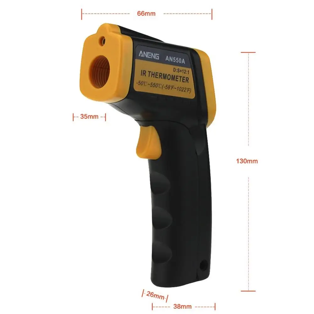 ANENG Профессиональный инфракрасный термометр AN550A с ЖК-цифровым дисплеем лазерный измеритель температуры бесконтактный термометр