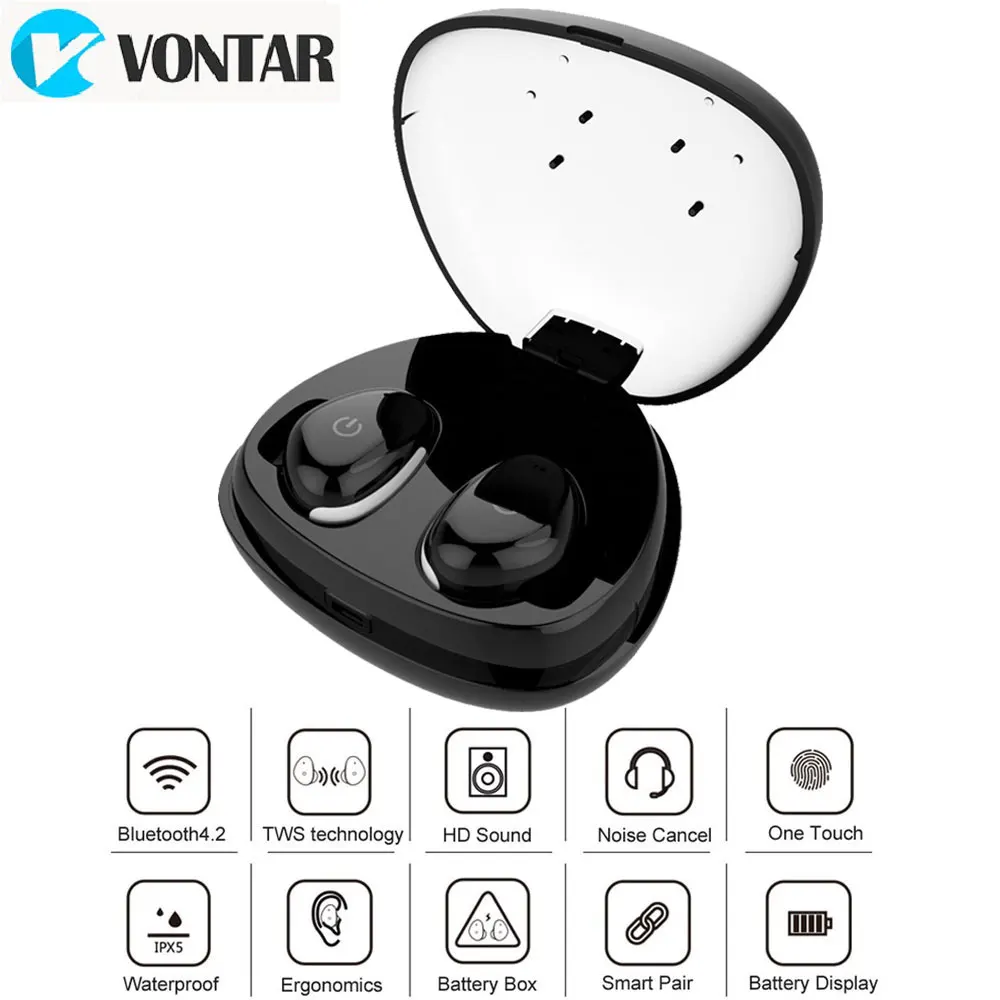 

VONTAR I8S without wired earphones waterproof bluetooth 4.2 blutooth earphone With Charging Box Noise Cancel HandsFree for sport