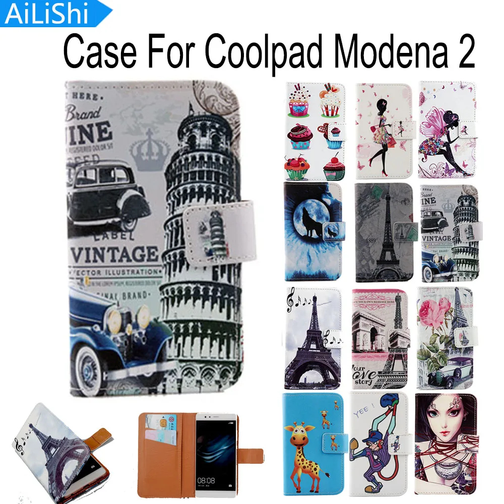 

AiLiShi Flip PU Leather Case For Coolpad Modena 2 Case Fashion Cartoon Painted Protective Cover Skin In Stock