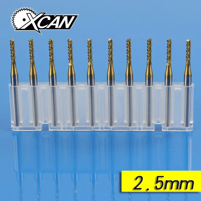 

10 Pieces Titanium coating Diameter 2.5 mm Carbide Micro Milling Cutter CNC Corn Face Milling Cutter