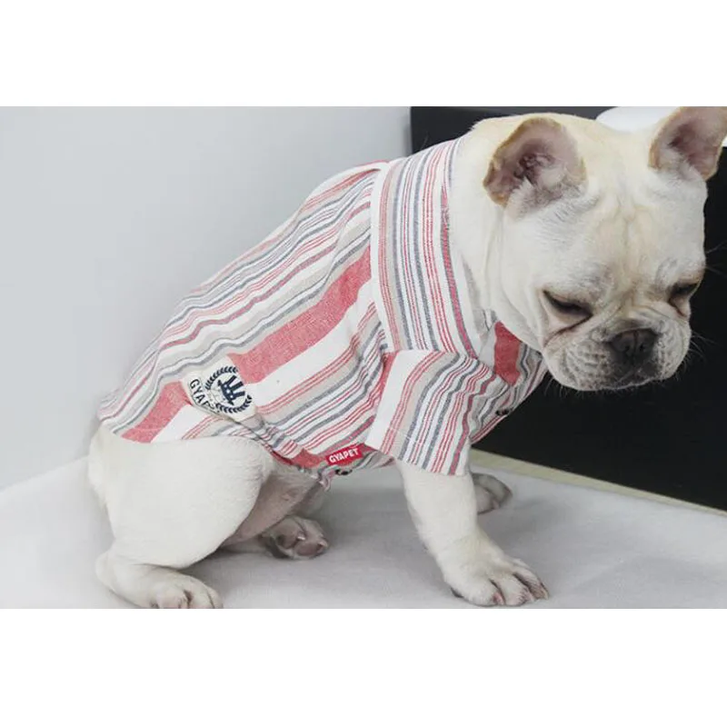 

Gentle Dog Shirt Clothes For Dogs For Small Big Dog Bulldog Labrador Golden Retriever Striped Tshirt Costume Outerwear S-5XL