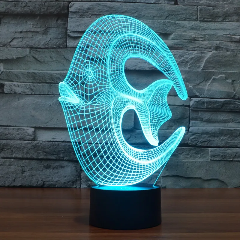 

2016 new 3D lights colorful coral fish visual light LED gift energy saving lamp creative three dimensional visual light