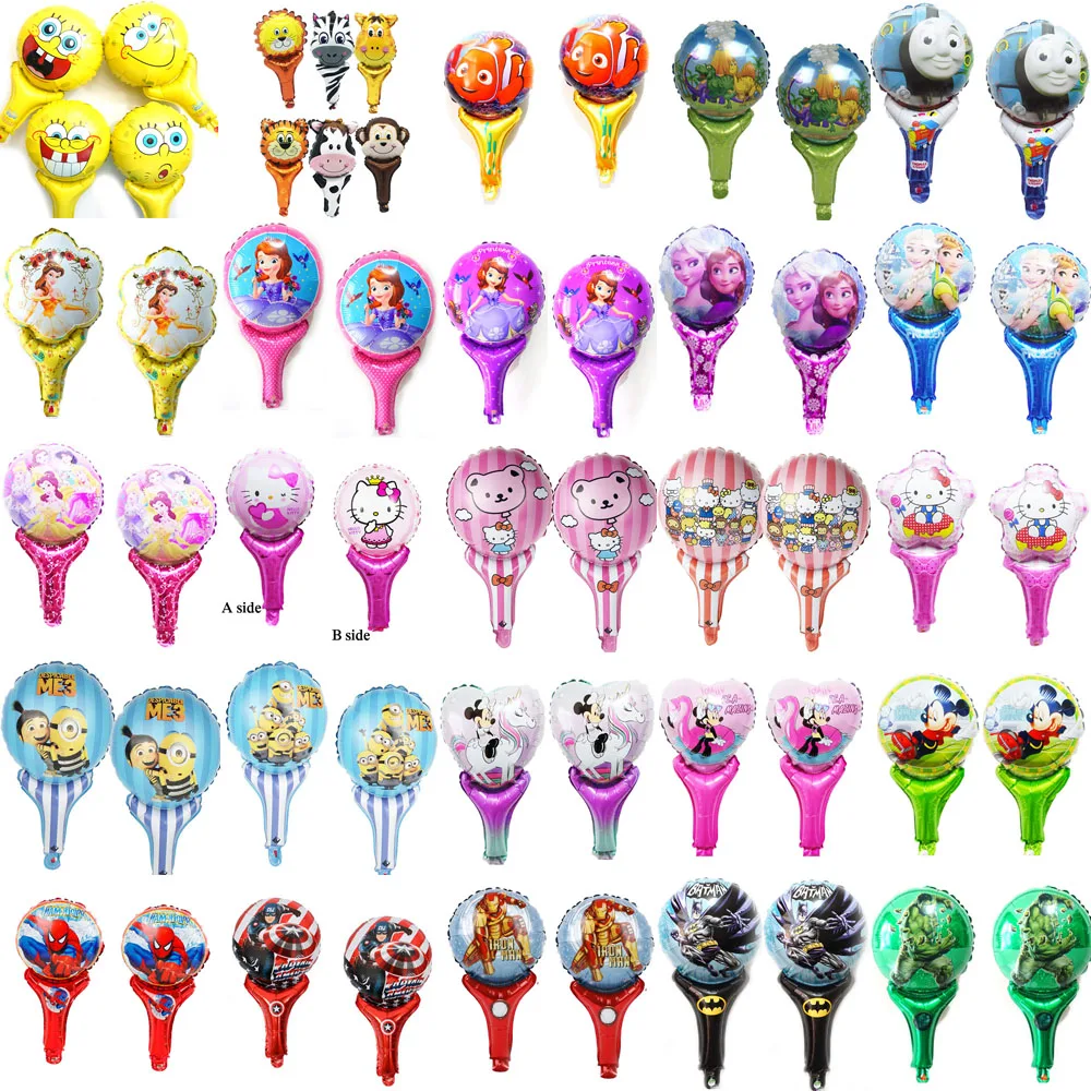 

(100pcs/lot) mickey party balloons hand cheering Avengers spiderman foil balloons animals princess toys for birthday balloons