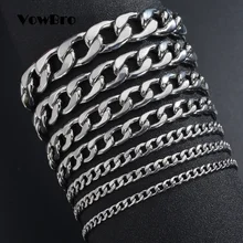 VowBro, 3-11 мм, мужские браслеты, серебро, нержавеющая сталь, панцирные, кубинские, звенья цепи, браслеты для мужчин и женщин,, ювелирное изделие, подарок