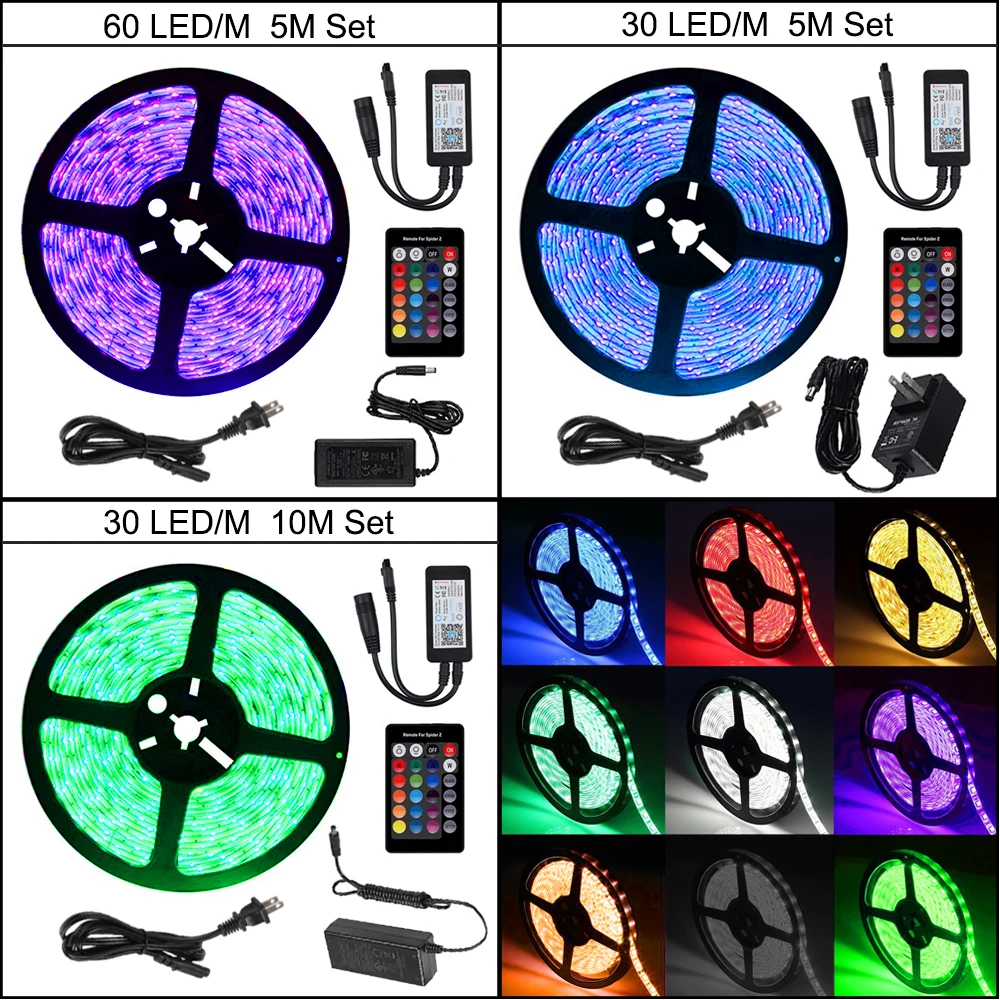 5050 rgb контроллер с Wi Fi светодиодные полосы света 5 м 30 60 Светодиодный/м