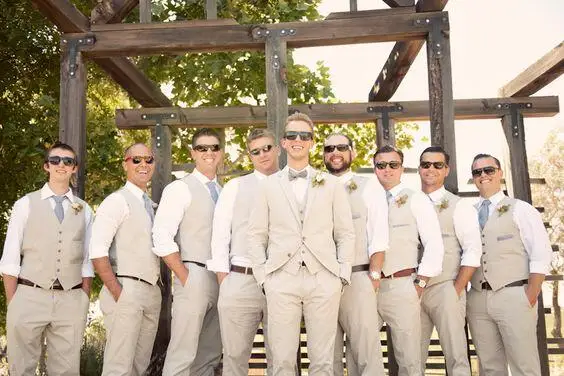 2016 Groomsman Linen Suit Groom Bridegroom Tuxedos 3 Pieces Men S