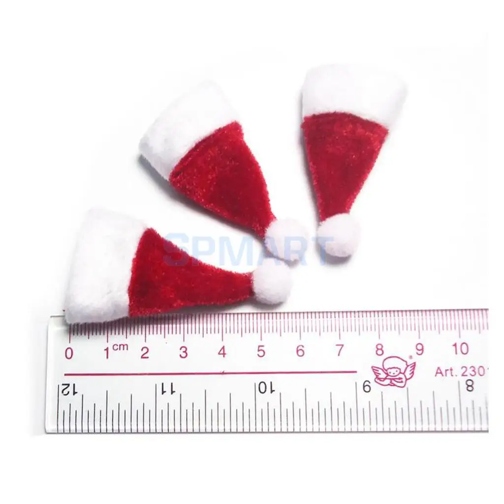 6 Pieces Dollhouse Miniature Christmas Santa Claus Hat 1/12 Scale Dolls House Accessories