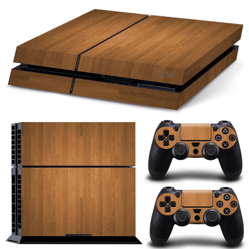 

Full Set Body Custom Skin Sticker Waterproof Cover Film for Sony Playstation 4 Console PS4 Dualshock 4 Controller - Wood grain